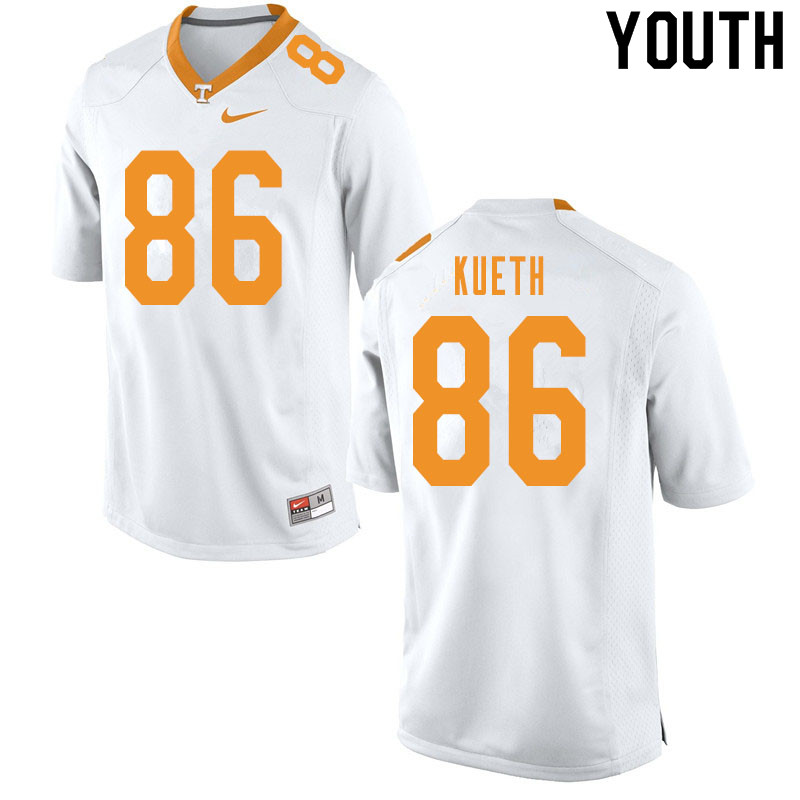 Youth #86 Gatkek Kueth Tennessee Volunteers College Football Jerseys Sale-White - Click Image to Close